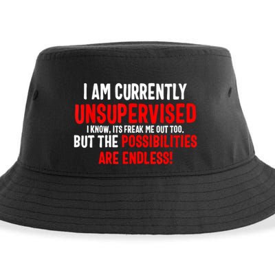 I Am Currently Unsupervised Valentines Day Funny Sustainable Bucket Hat