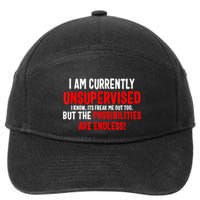 I Am Currently Unsupervised Valentines Day Funny 7-Panel Snapback Hat