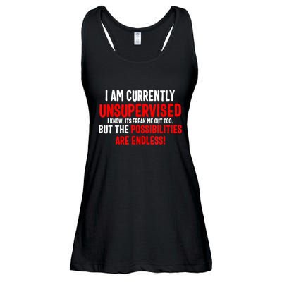 I Am Currently Unsupervised Valentines Day Funny Ladies Essential Flowy Tank