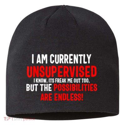 I Am Currently Unsupervised Valentines Day Funny Sustainable Beanie