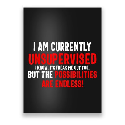 I Am Currently Unsupervised Valentines Day Funny Poster
