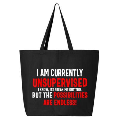 I Am Currently Unsupervised Valentines Day Funny 25L Jumbo Tote