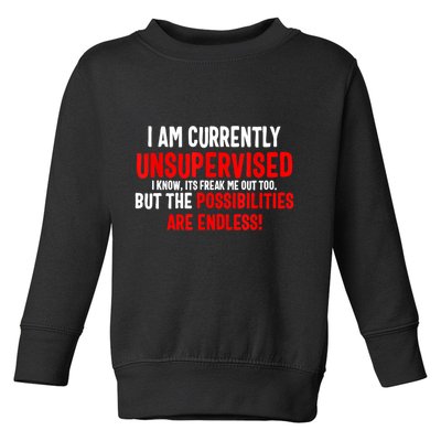 I Am Currently Unsupervised Valentines Day Funny Toddler Sweatshirt