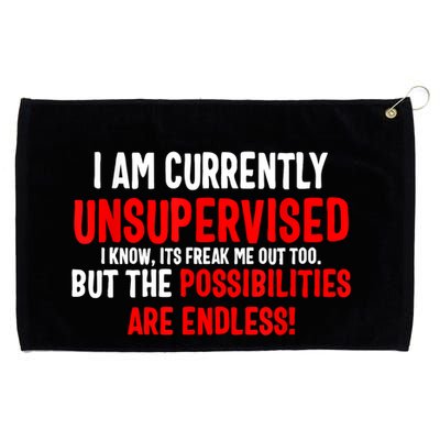 I Am Currently Unsupervised Valentines Day Funny Grommeted Golf Towel