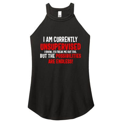 I Am Currently Unsupervised Valentines Day Funny Women's Perfect Tri Rocker Tank