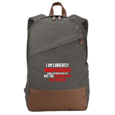 I Am Currently Unsupervised Valentines Day Funny Cotton Canvas Backpack