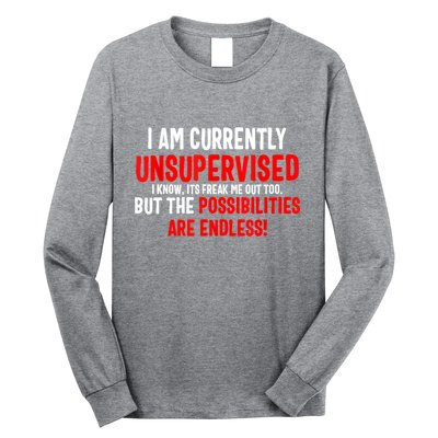 I Am Currently Unsupervised Valentines Day Funny Long Sleeve Shirt