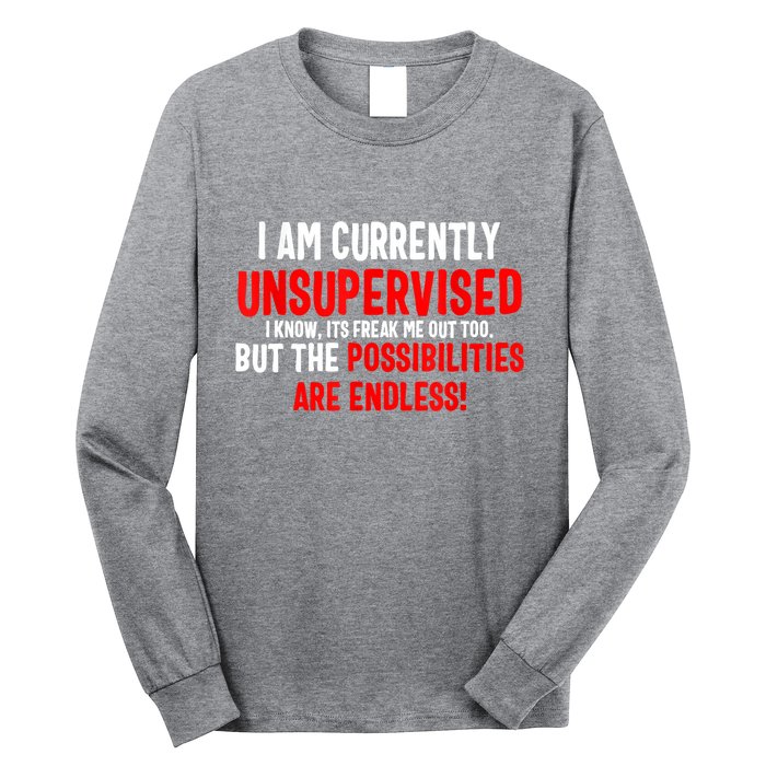 I Am Currently Unsupervised Valentines Day Funny Long Sleeve Shirt