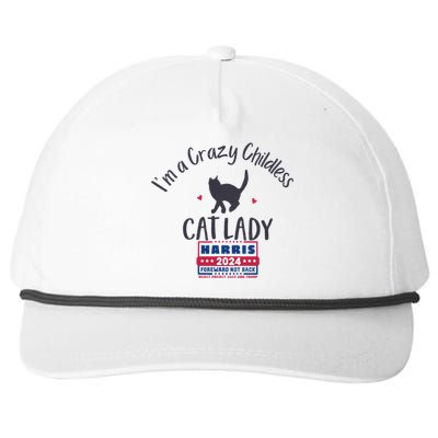 IM A Crazy Childless Cat Lady Kamala Harris 2024 President Snapback Five-Panel Rope Hat