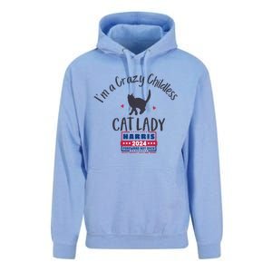 IM A Crazy Childless Cat Lady Kamala Harris 2024 President Unisex Surf Hoodie