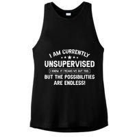 I Am Currently Unsupervised But Possibilities Are Endless Ladies PosiCharge Tri-Blend Wicking Tank