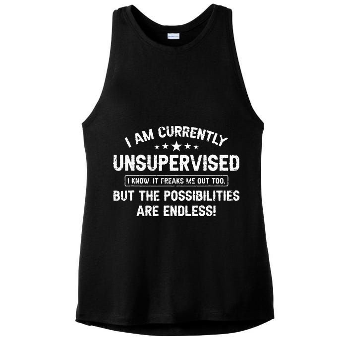 I Am Currently Unsupervised But Possibilities Are Endless Ladies PosiCharge Tri-Blend Wicking Tank