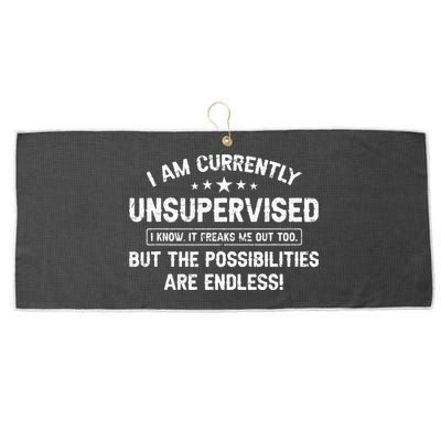 I Am Currently Unsupervised But Possibilities Are Endless Large Microfiber Waffle Golf Towel