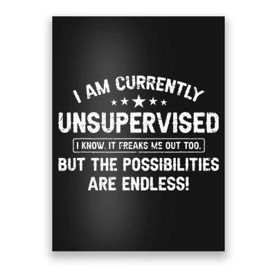 I Am Currently Unsupervised But Possibilities Are Endless Poster