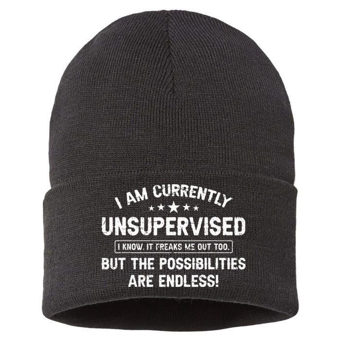 I Am Currently Unsupervised But Possibilities Are Endless Sustainable Knit Beanie