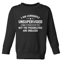 I Am Currently Unsupervised But Possibilities Are Endless Toddler Sweatshirt