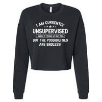 I Am Currently Unsupervised But Possibilities Are Endless Cropped Pullover Crew
