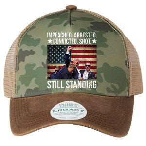 Impeached Arrested Convicted Shot Still Standing Legacy Tie Dye Trucker Hat