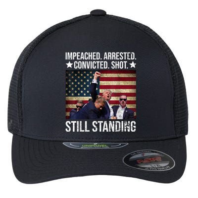 Impeached Arrested Convicted Shot Still Standing Flexfit Unipanel Trucker Cap