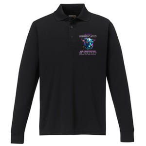 I Am Currently Unmedicated And Unsupervised I Know Funny Cow Performance Long Sleeve Polo