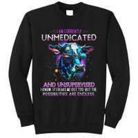 I Am Currently Unmedicated And Unsupervised I Know Funny Cow Sweatshirt