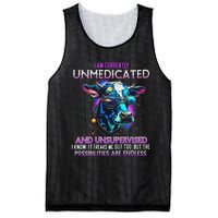 I Am Currently Unmedicated And Unsupervised I Know Funny Cow Mesh Reversible Basketball Jersey Tank