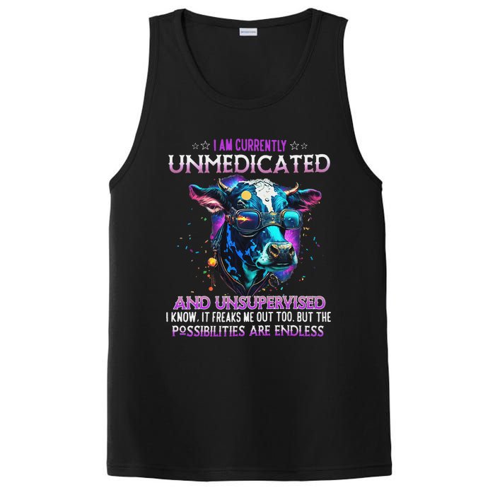 I Am Currently Unmedicated And Unsupervised I Know Funny Cow PosiCharge Competitor Tank