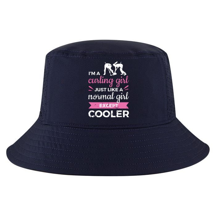 Im A Curling Girl Gift Ice Curling Sport Quote Curling Cool Comfort Performance Bucket Hat