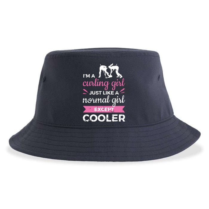 Im A Curling Girl Gift Ice Curling Sport Quote Curling Sustainable Bucket Hat