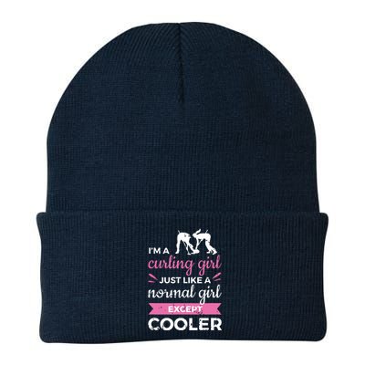 Im A Curling Girl Gift Ice Curling Sport Quote Curling Knit Cap Winter Beanie