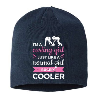 Im A Curling Girl Gift Ice Curling Sport Quote Curling Sustainable Beanie