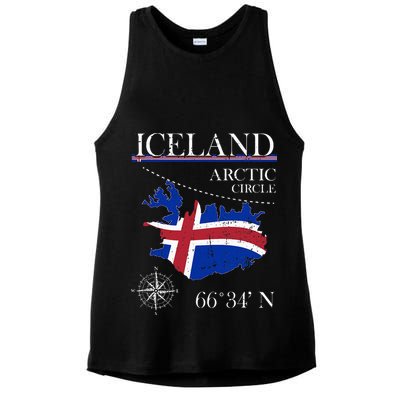 Iceland  Arctic Circle  Polar North Island Icelandic Flag Ladies PosiCharge Tri-Blend Wicking Tank