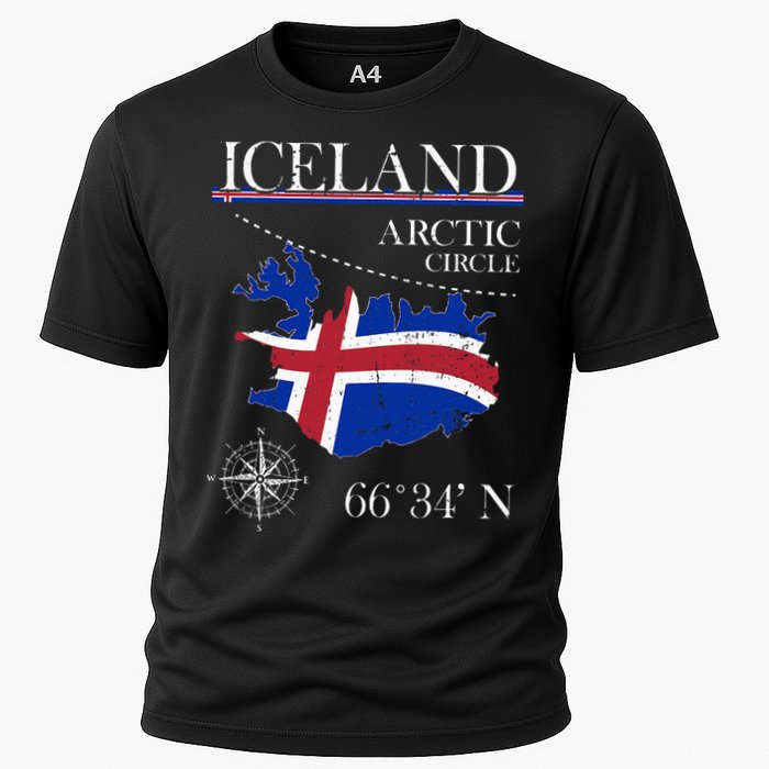 Iceland  Arctic Circle  Polar North Island Icelandic Flag Cooling Performance Crew T-Shirt