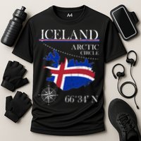 Iceland  Arctic Circle  Polar North Island Icelandic Flag Cooling Performance Crew T-Shirt