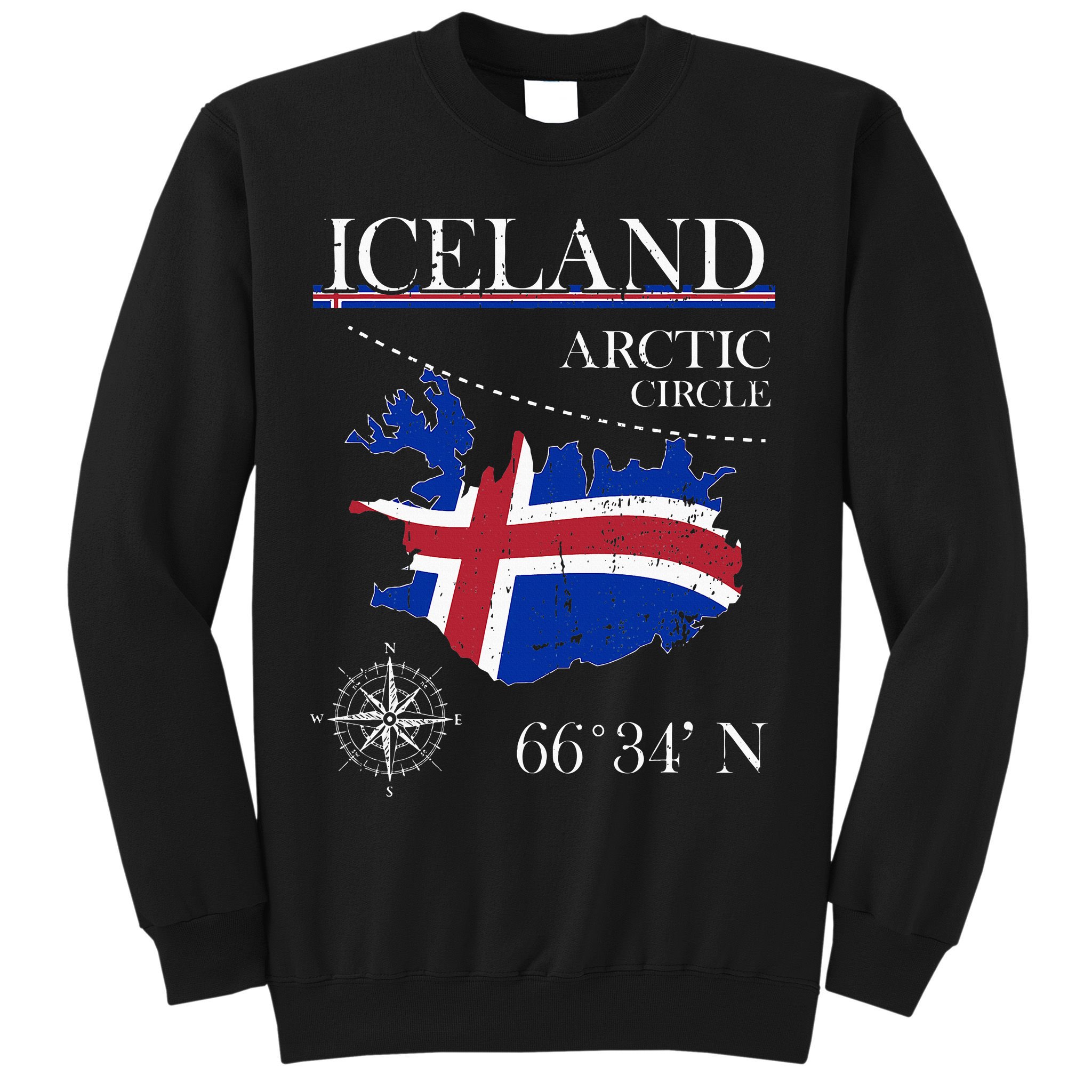 Iceland  Arctic Circle  Polar North Island Icelandic Flag Sweatshirt