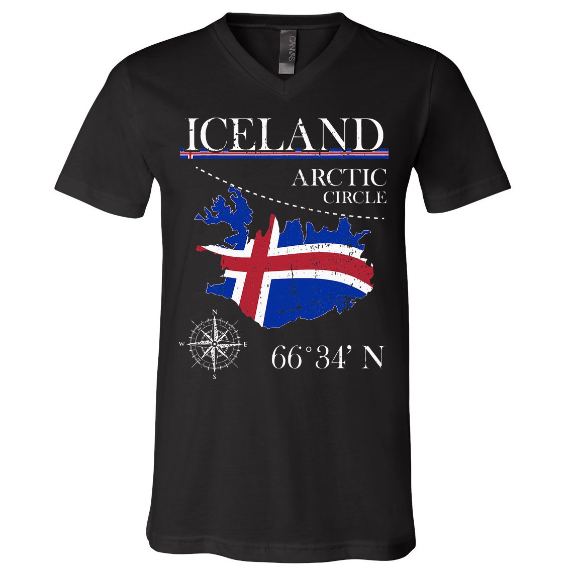 Iceland  Arctic Circle  Polar North Island Icelandic Flag V-Neck T-Shirt