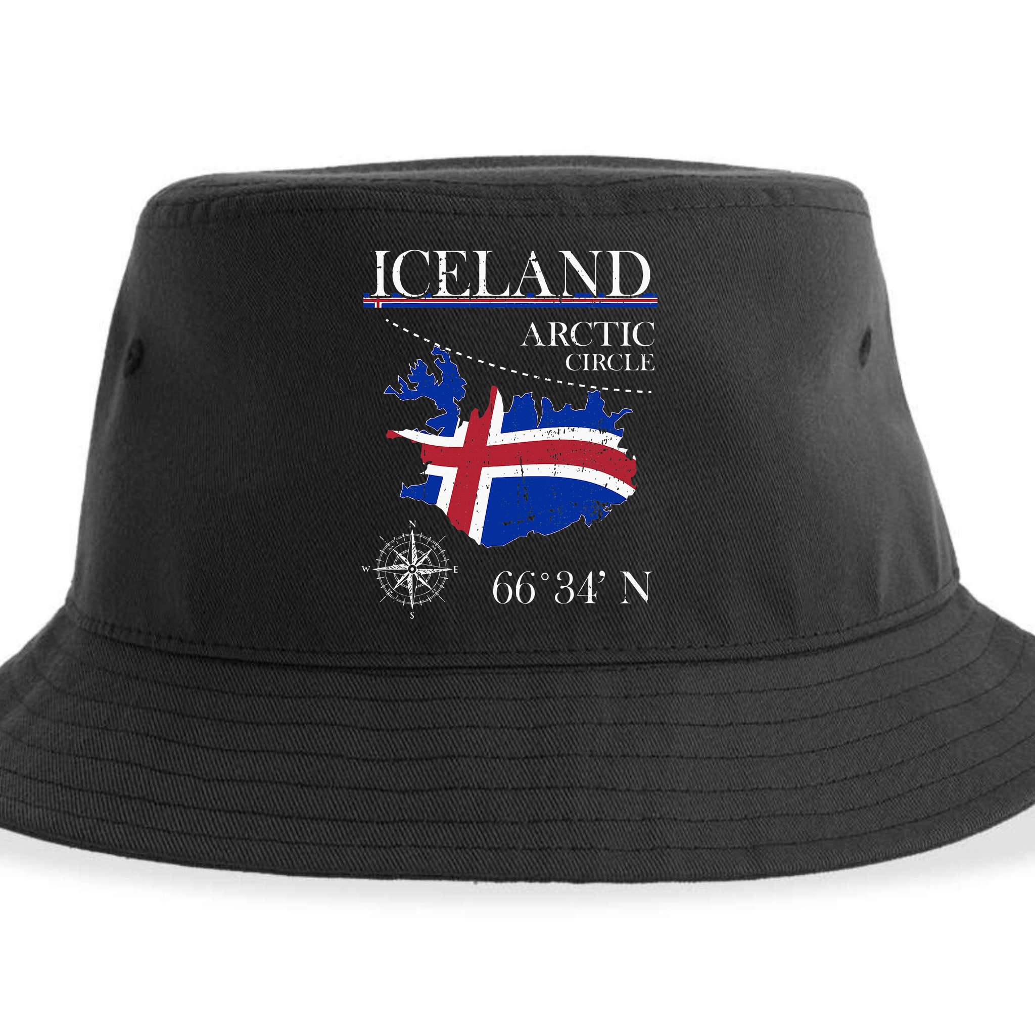 Iceland  Arctic Circle  Polar North Island Icelandic Flag Sustainable Bucket Hat