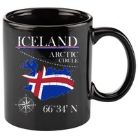 Iceland  Arctic Circle  Polar North Island Icelandic Flag 11oz C Handle Ceramic Mug