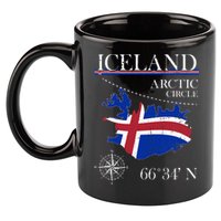 Iceland  Arctic Circle  Polar North Island Icelandic Flag 11oz C Handle Ceramic Mug