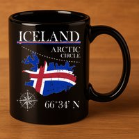 Iceland  Arctic Circle  Polar North Island Icelandic Flag 11oz C Handle Ceramic Mug