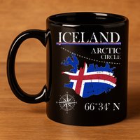 Iceland  Arctic Circle  Polar North Island Icelandic Flag 11oz C Handle Ceramic Mug