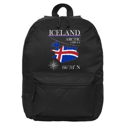 Iceland  Arctic Circle  Polar North Island Icelandic Flag 16 in Basic Backpack