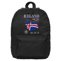 Iceland  Arctic Circle  Polar North Island Icelandic Flag 16 in Basic Backpack