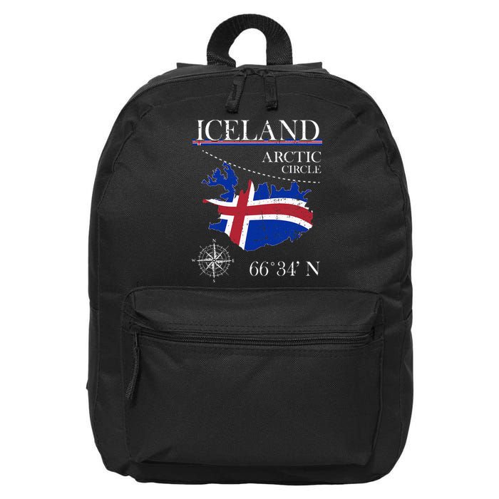 Iceland  Arctic Circle  Polar North Island Icelandic Flag 16 in Basic Backpack