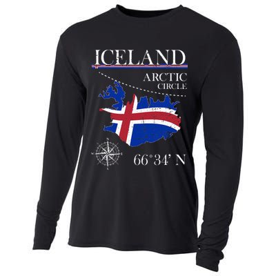 Iceland  Arctic Circle  Polar North Island Icelandic Flag Cooling Performance Long Sleeve Crew