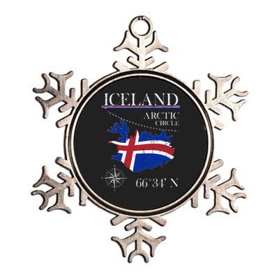 Iceland  Arctic Circle  Polar North Island Icelandic Flag Metallic Star Ornament