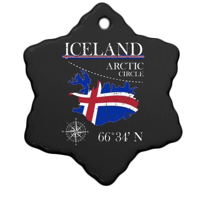 Iceland  Arctic Circle  Polar North Island Icelandic Flag Ceramic Star Ornament