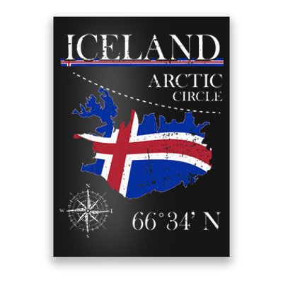 Iceland  Arctic Circle  Polar North Island Icelandic Flag Poster