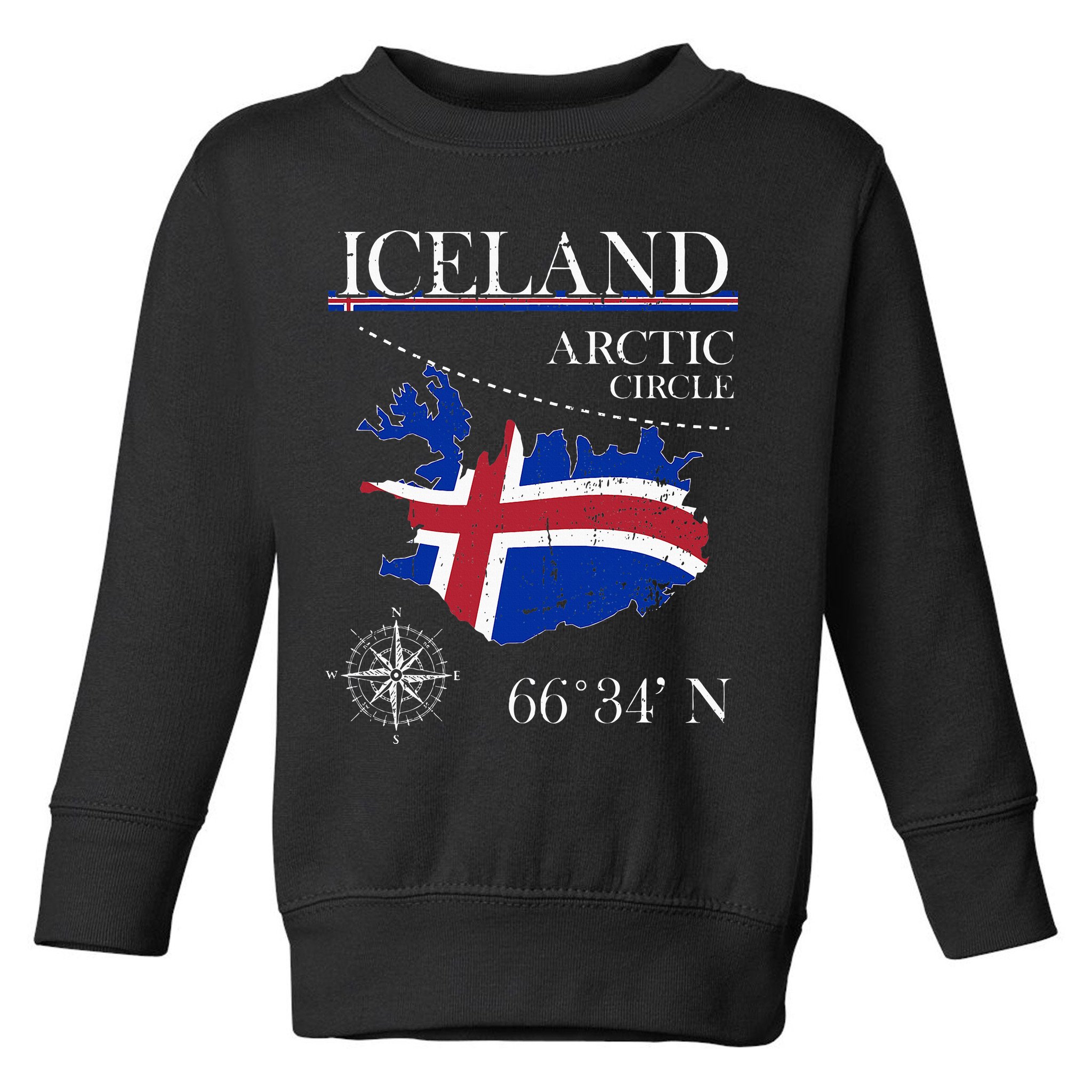 Iceland  Arctic Circle  Polar North Island Icelandic Flag Toddler Sweatshirt