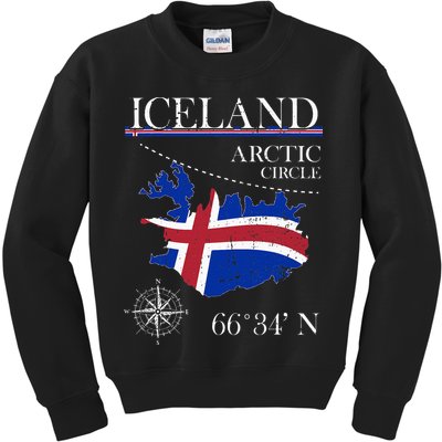 Iceland  Arctic Circle  Polar North Island Icelandic Flag Kids Sweatshirt